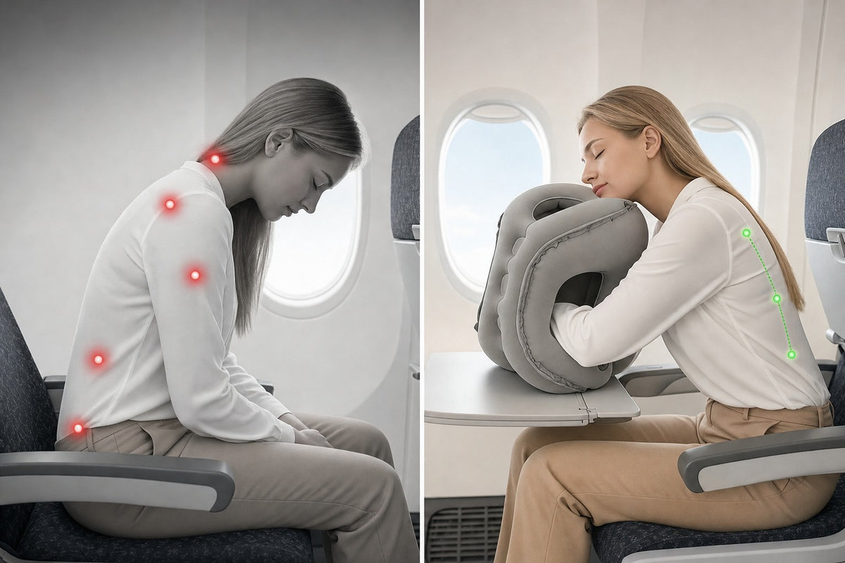 Sans et avec l'oreiller de sieste : posture comparée