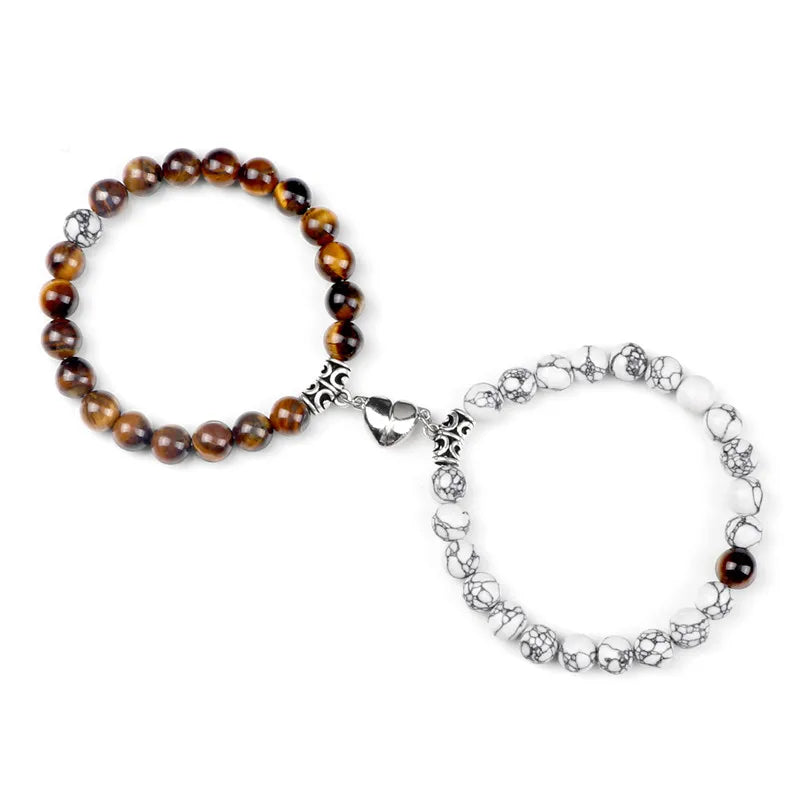 Bracelets de Couple à Distance en Pierres Naturelles – Duo de 2 Bracelets, Cadeau Amoureux
