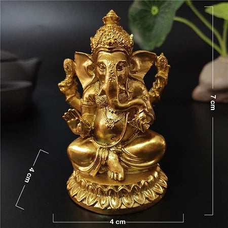 Statue Ganesh en Résine – Dieu Éléphant Hindou, Doré ou Bronze, 8 Modèles