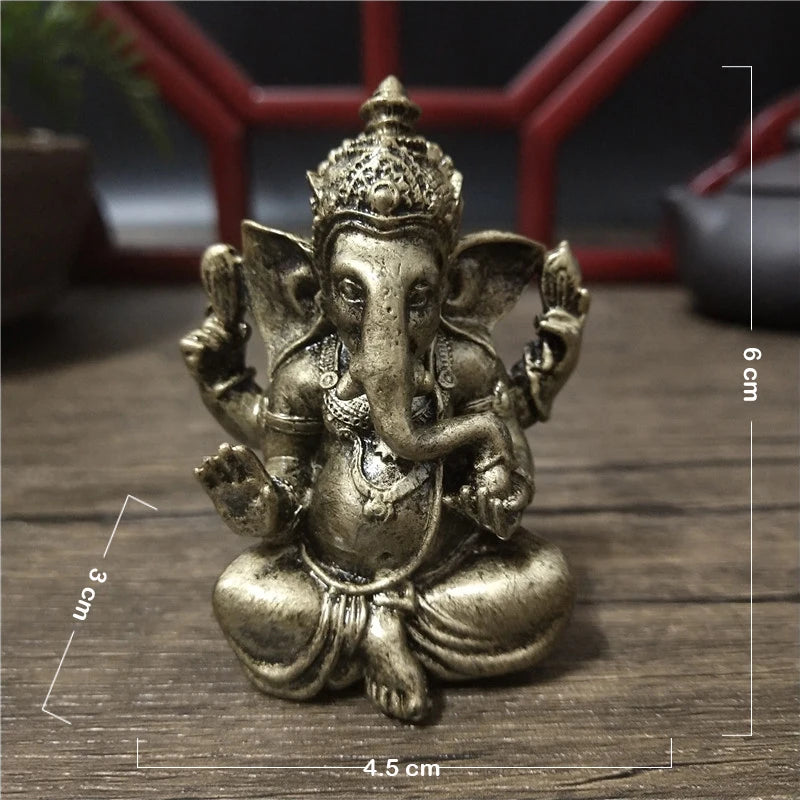 Statue Ganesh en Résine – Dieu Éléphant Hindou, Doré ou Bronze, 8 Modèles