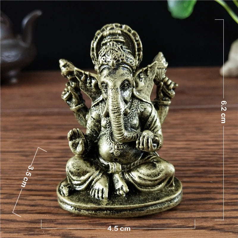 Statue Ganesh en Résine – Dieu Éléphant Hindou, Doré ou Bronze, 8 Modèles
