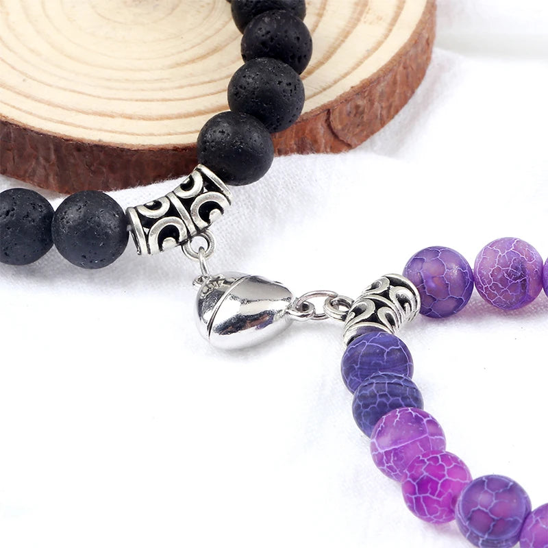 Bracelets de Couple à Distance en Pierres Naturelles – Duo de 2 Bracelets, Cadeau Amoureux