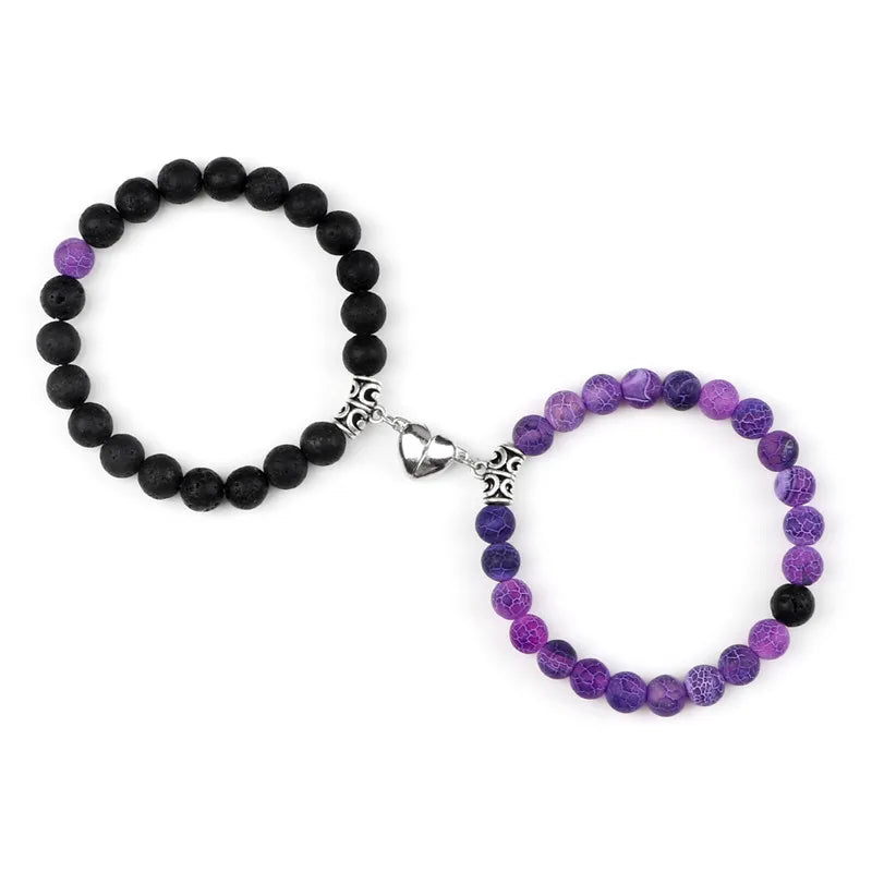 Bracelets de Couple à Distance en Pierres Naturelles – Duo de 2 Bracelets, Cadeau Amoureux