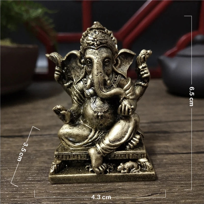 Statue Ganesh en Résine – Dieu Éléphant Hindou, Doré ou Bronze, 8 Modèles