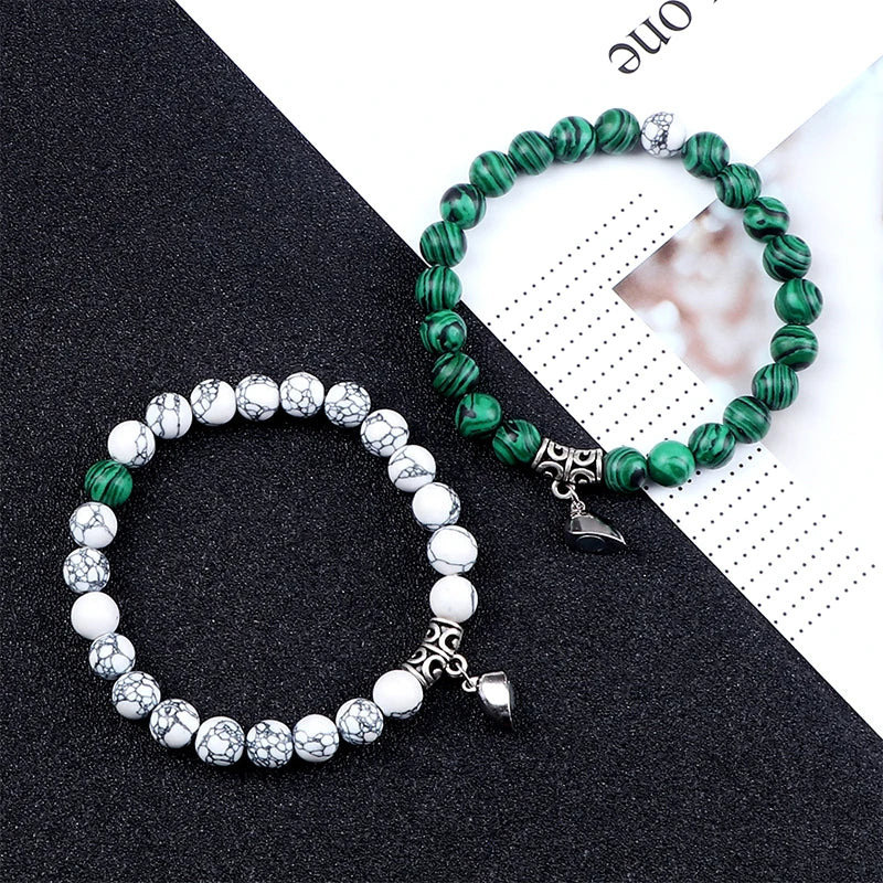 Bracelets de Couple à Distance en Pierres Naturelles – Duo de 2 Bracelets, Cadeau Amoureux