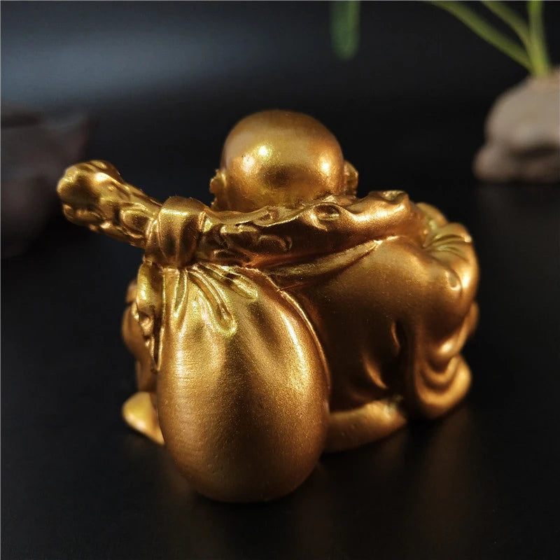 Statue Bouddha Rieur Doré – Maitreya Porte-Bonheur Feng Shui en Résine, 12 Modèles