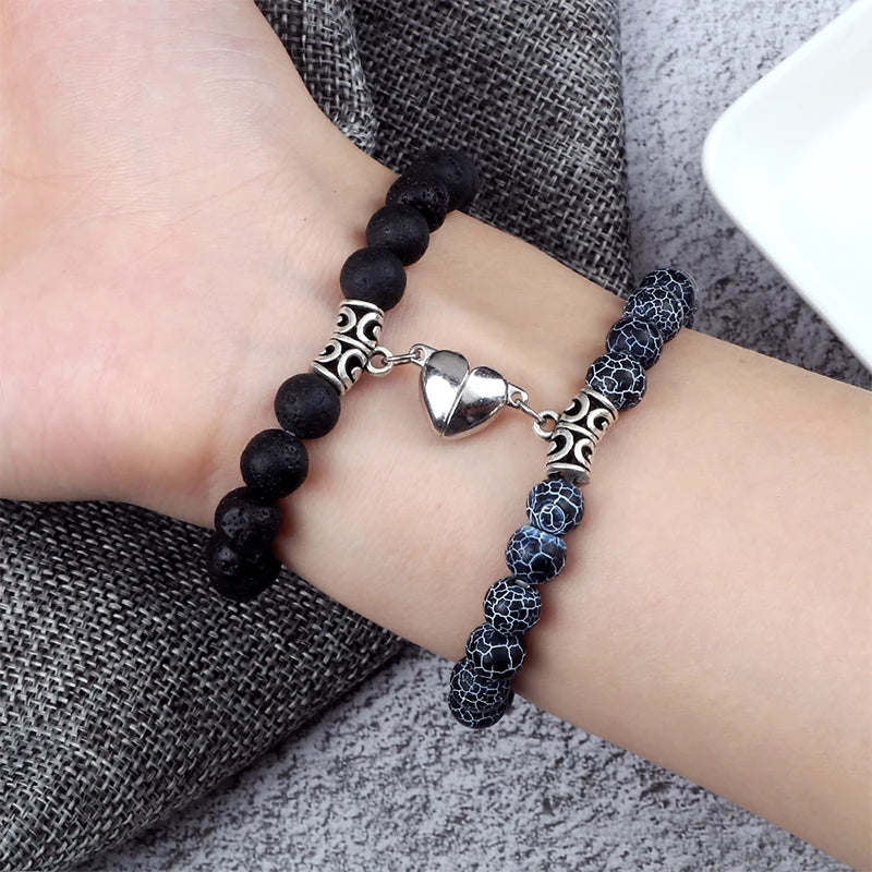 Bracelets de Couple à Distance en Pierres Naturelles – Duo de 2 Bracelets, Cadeau Amoureux