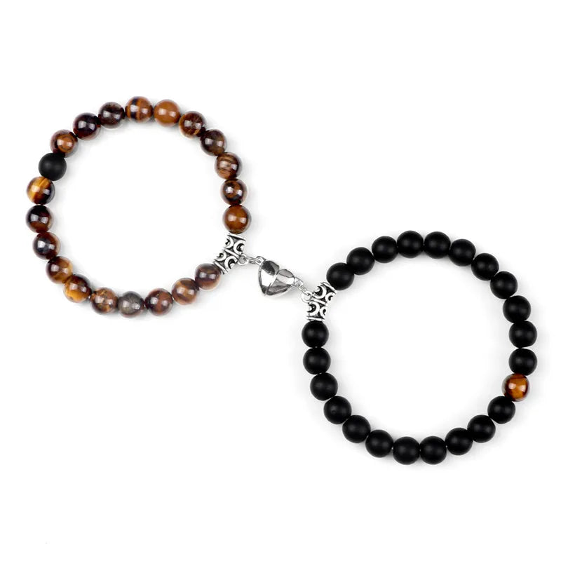 Bracelets de Couple à Distance en Pierres Naturelles – Duo de 2 Bracelets, Cadeau Amoureux
