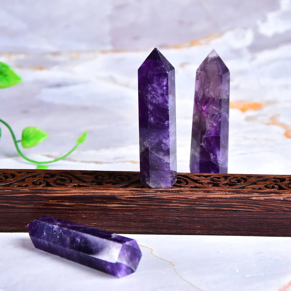 Pointe d'Améthyste Naturelle Polie – Prisme de 5 à 8 cm, Pierre de Décoration