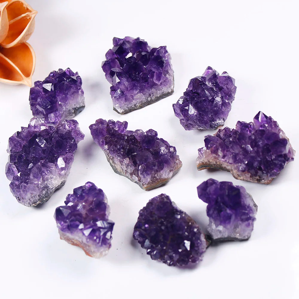 Améthyste Brute en Grappe – Petites Druses de Cristaux Violets Naturels, 10 à 60 g