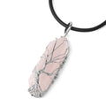 Collier Pointe Hexagonale en Pierre Naturelle – Arbre de Vie en Fil Argenté, sur Chaîne ou Cordon
