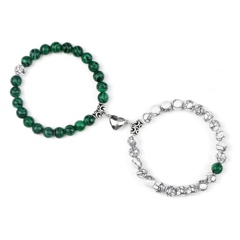 Bracelets de Couple à Distance en Pierres Naturelles – Duo de 2 Bracelets, Cadeau Amoureux
