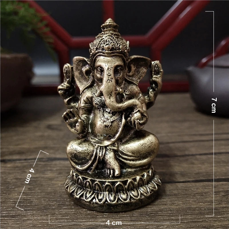 Statue Ganesh en Résine – Dieu Éléphant Hindou, Doré ou Bronze, 8 Modèles