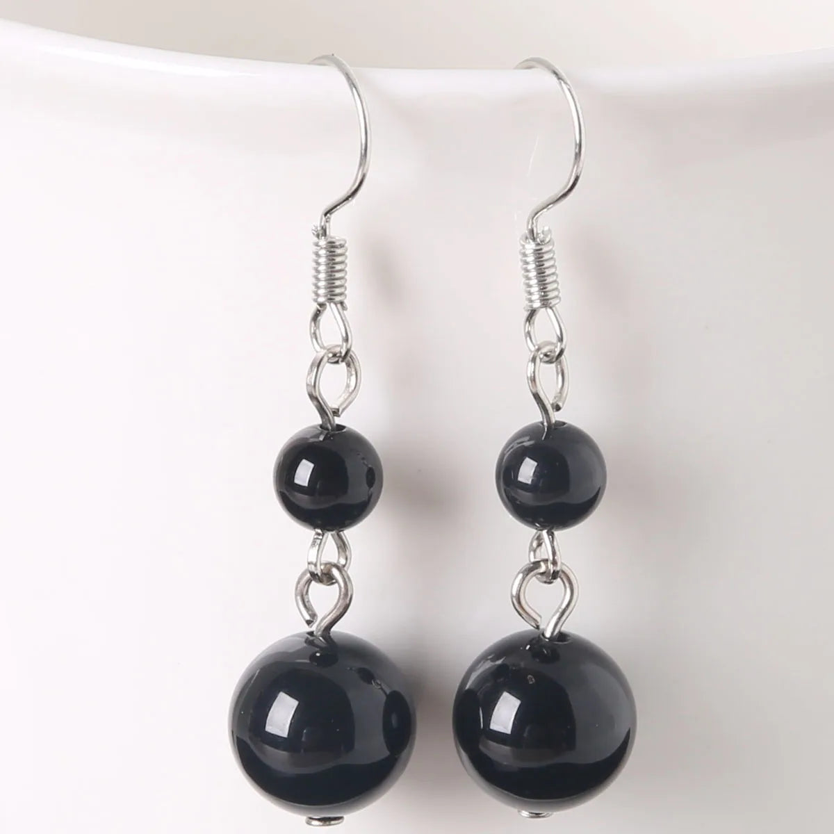 Boucles d'Oreilles Pendantes 3 Perles de Pierre Naturelle – Améthyste, Quartz Rose, Lapis-Lazuli