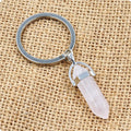 Porte-Clés Pointe de Pierre Naturelle – Améthyste, Quartz Rose, Œil de Tigre, Obsidienne ou Cristal