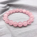 Bracelet Quartz Rose Naturel – Perles 6 à 12 mm, Élastique, Idée Cadeau Femme