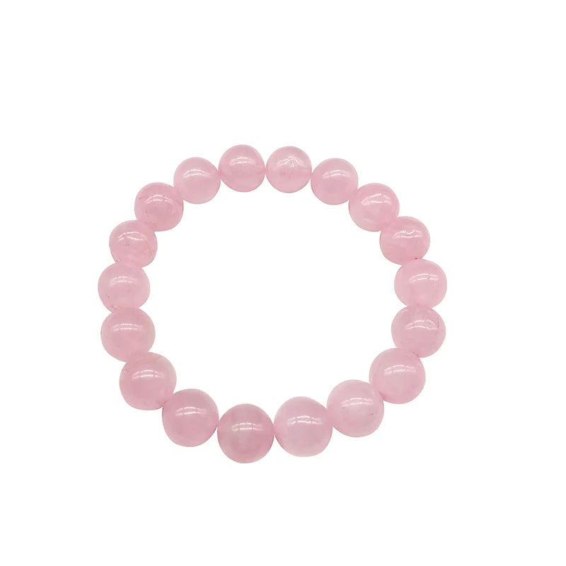 Bracelet Quartz Rose Naturel – Perles 6 à 12 mm, Élastique, Idée Cadeau Femme