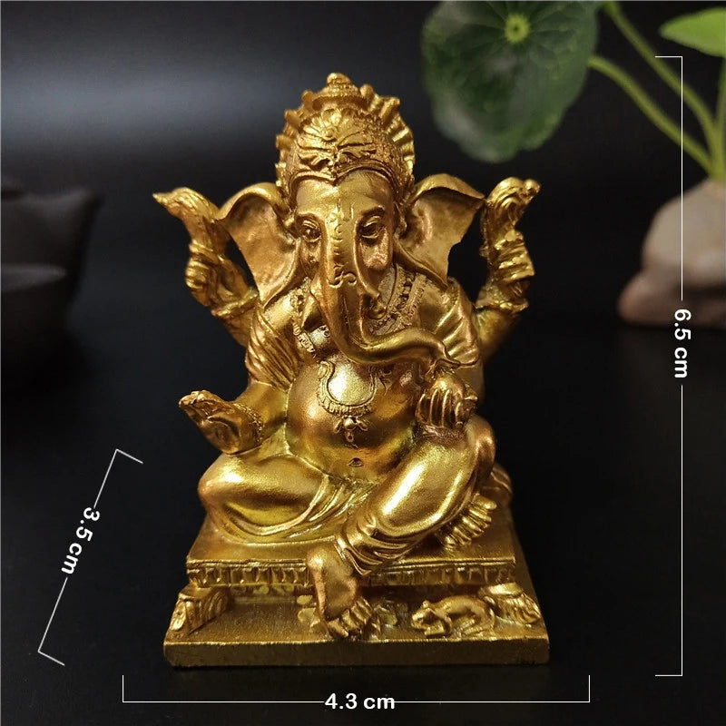 Statue Ganesh en Résine – Dieu Éléphant Hindou, Doré ou Bronze, 8 Modèles