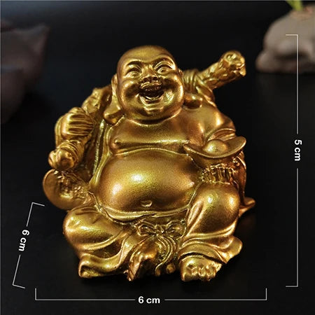 Statue Bouddha Rieur Doré – Maitreya Porte-Bonheur Feng Shui en Résine, 12 Modèles