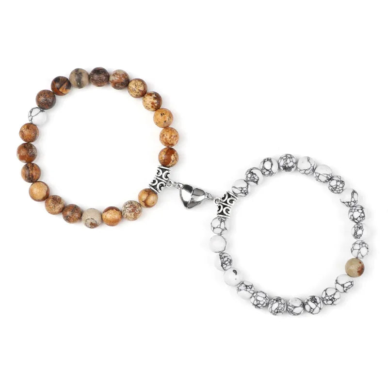 Bracelets de Couple à Distance en Pierres Naturelles – Duo de 2 Bracelets, Cadeau Amoureux