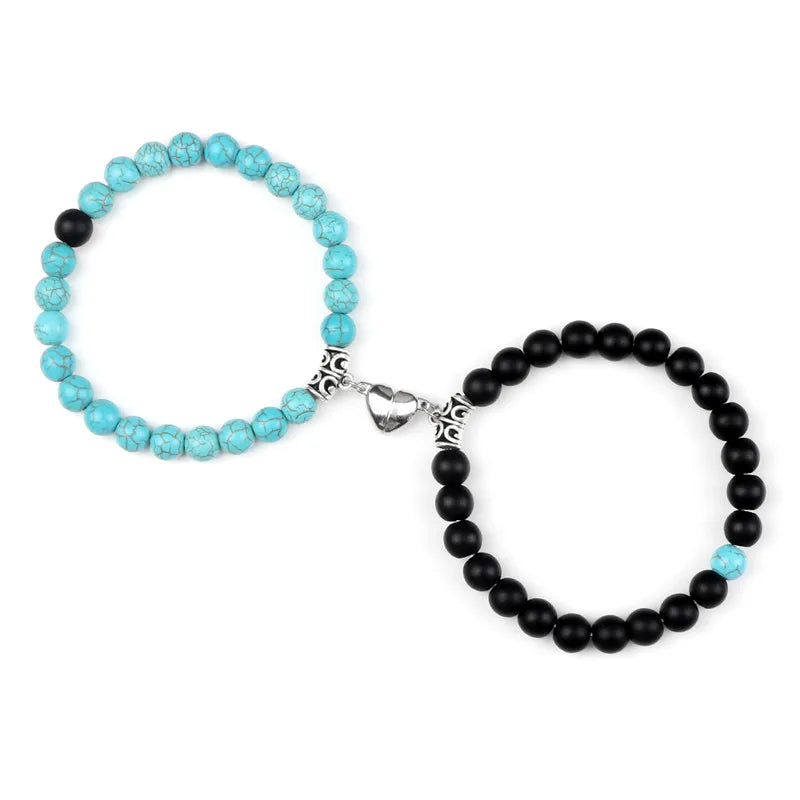 Bracelets de Couple à Distance en Pierres Naturelles – Duo de 2 Bracelets, Cadeau Amoureux