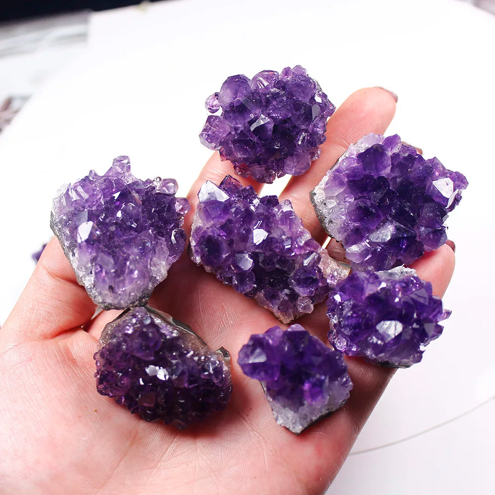 Améthyste Brute en Grappe – Petites Druses de Cristaux Violets Naturels, 10 à 60 g