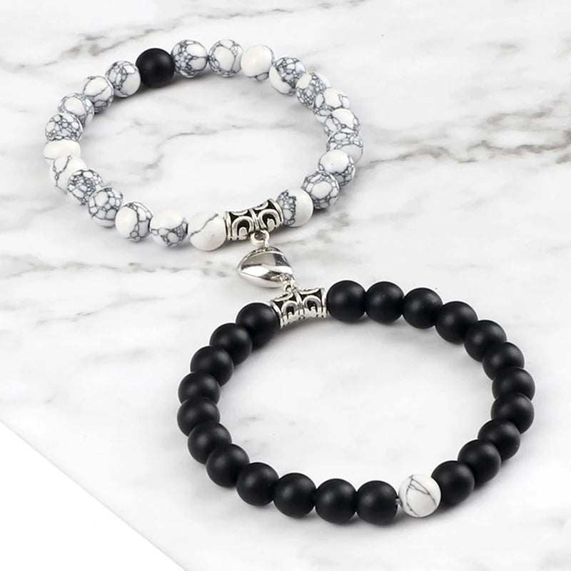 Bracelets de Couple à Distance en Pierres Naturelles – Duo de 2 Bracelets, Cadeau Amoureux