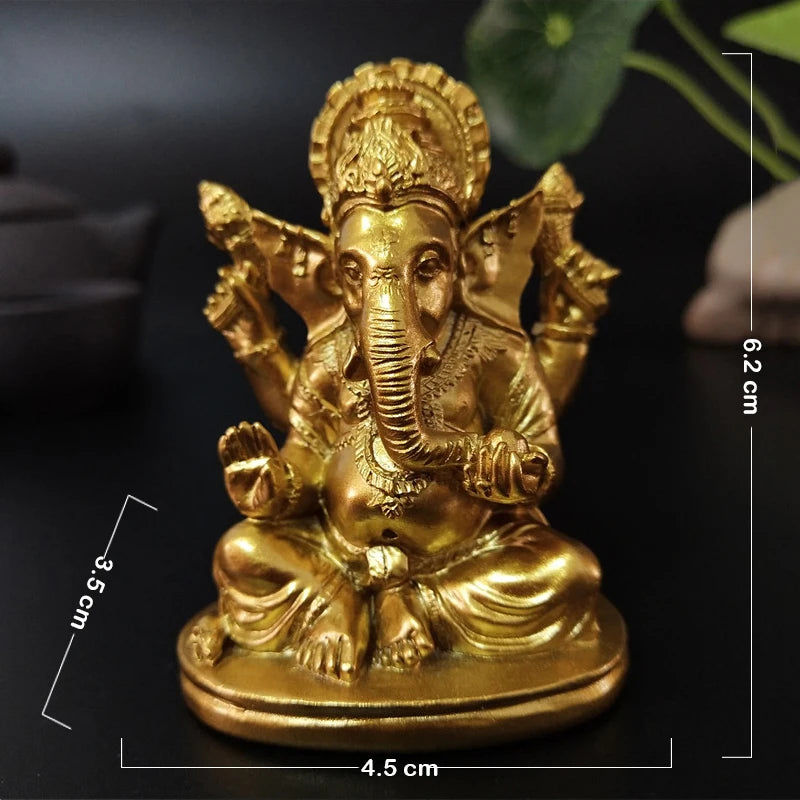 Statue Ganesh en Résine – Dieu Éléphant Hindou, Doré ou Bronze, 8 Modèles