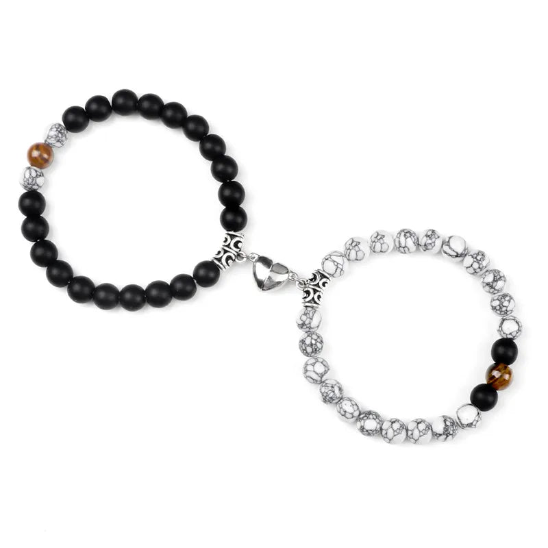 Bracelets de Couple à Distance en Pierres Naturelles – Duo de 2 Bracelets, Cadeau Amoureux