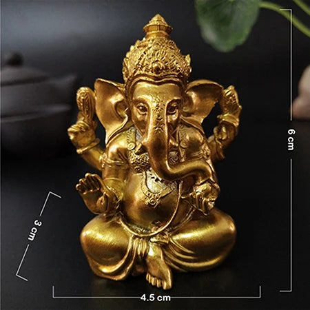 Statue Ganesh en Résine – Dieu Éléphant Hindou, Doré ou Bronze, 8 Modèles