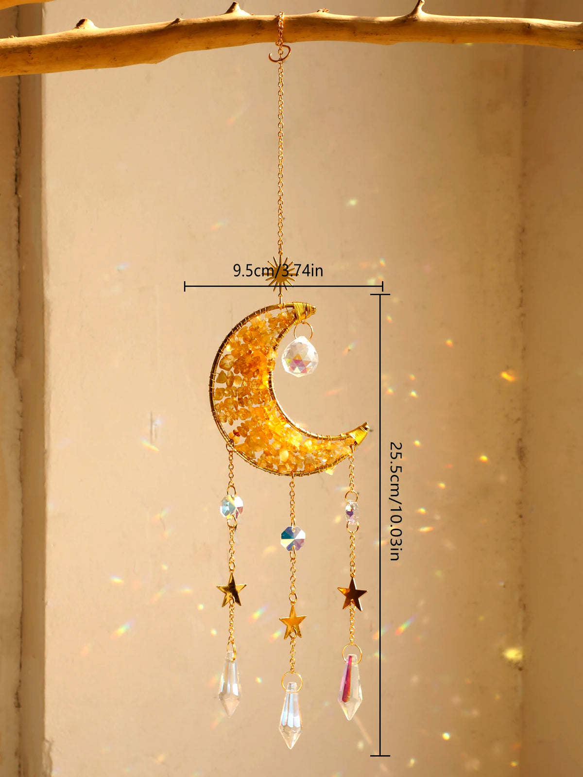 Attrape-Soleil Lune en Cristal – Suspension Arc-en-Ciel avec Éclats de Pierres et Prismes, 17 Modèles