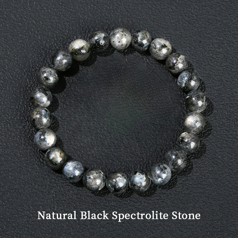 Bracelet Labradorite Noire (Spectrolite) – Perles à Reflets 6, 8 ou 10 mm, Homme