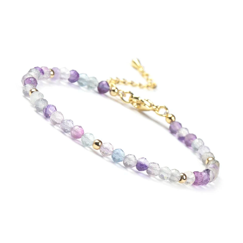 Bracelet Fin Perles Facettées 4 mm – Grenat, Cornaline, Pierre de Soleil… Fermoir Doré