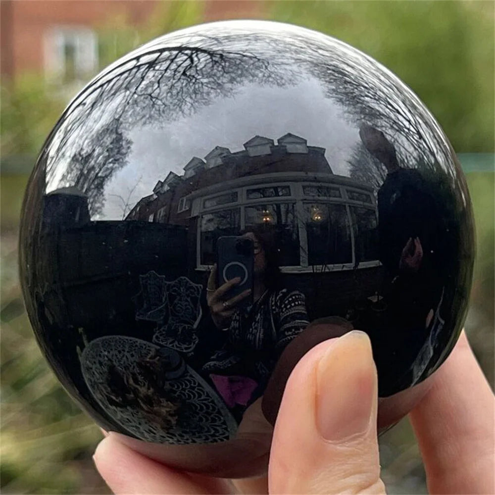 Sphère en Obsidienne Noire Naturelle – Boule Polie de 20 à 60 mm, Décoration Feng Shui
