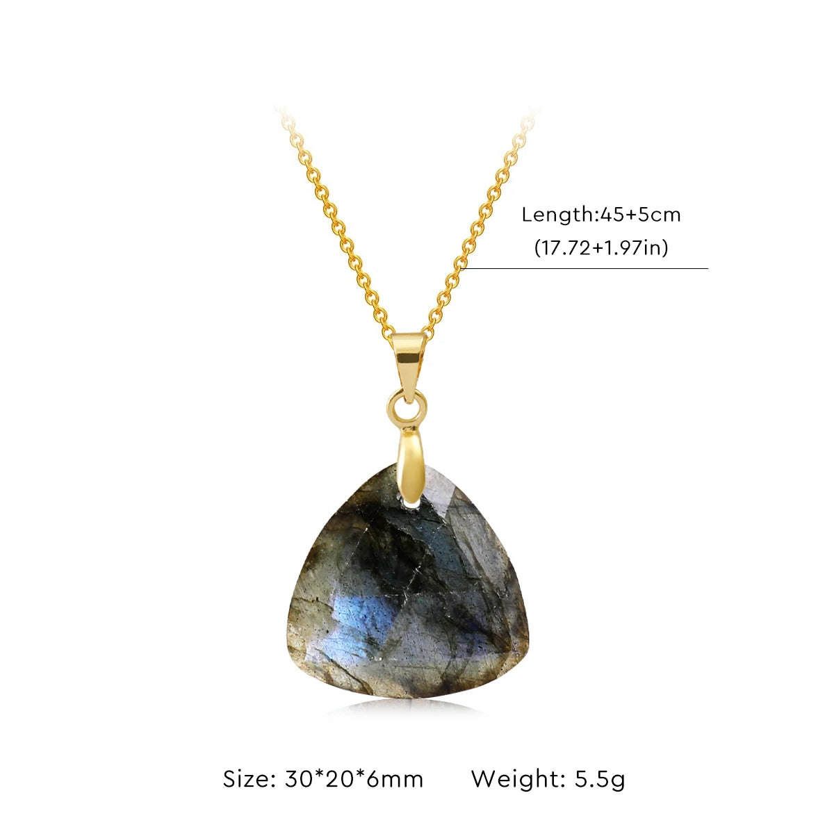 Collier Labradorite Naturelle Forme Libre – Pendentif Doré ou Argenté, 10 Modèles
