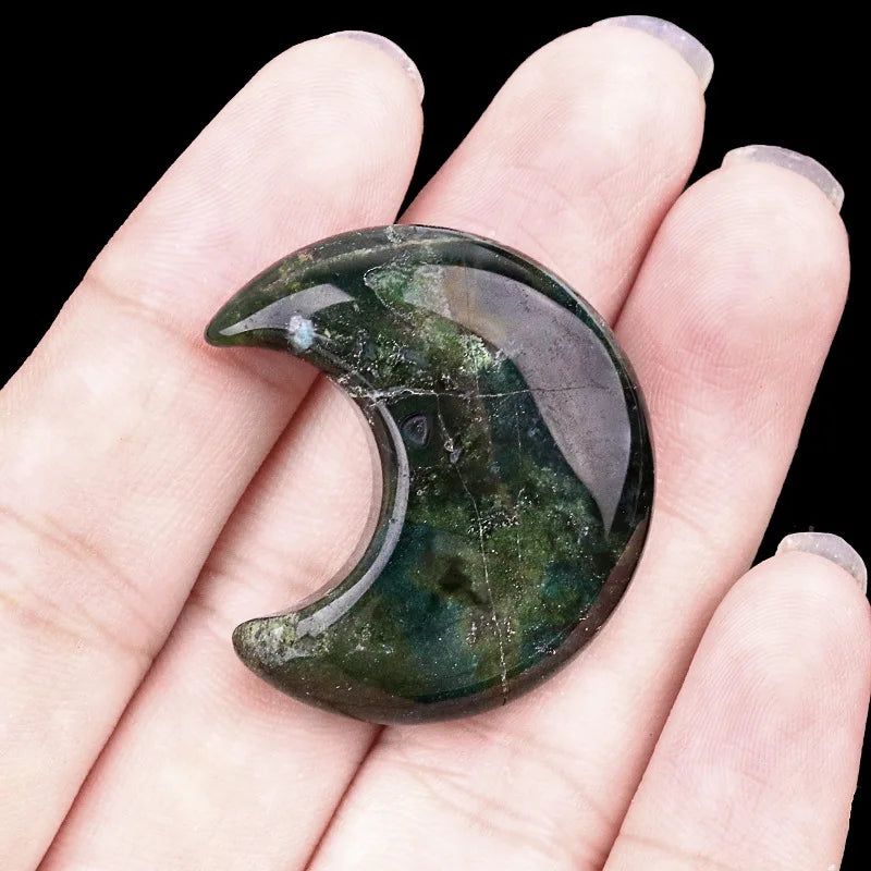 Croissant de Lune en Pierre Naturelle Sculptée 30 mm – Pierre de Poche, 22 Pierres au Choix