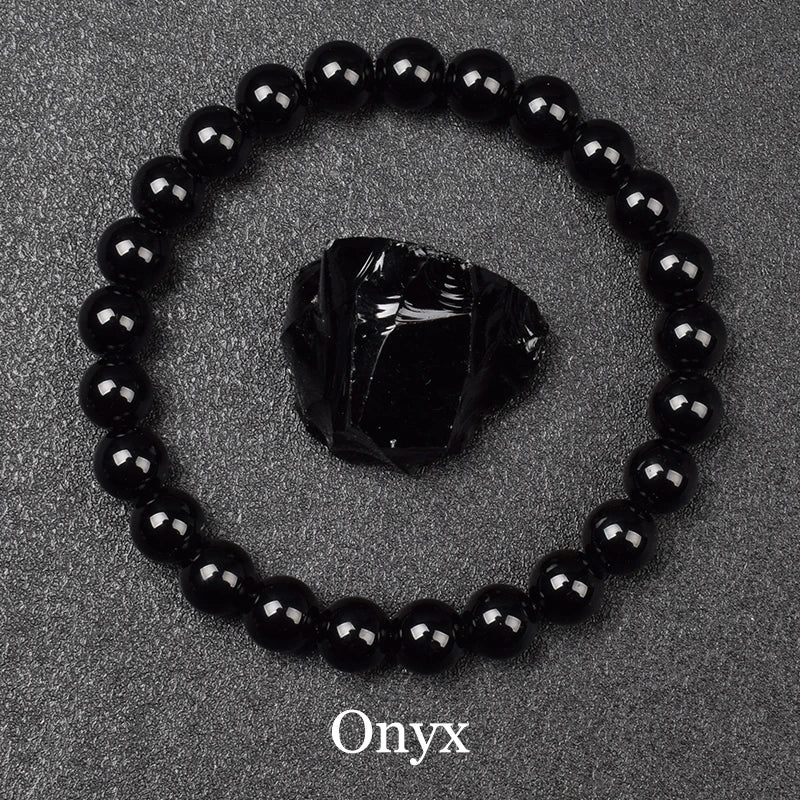 Bracelet Pierre Naturelle au Choix – Obsidienne Dorée, Rhodonite, Unakite et 13 Autres, 6 ou 8 mm