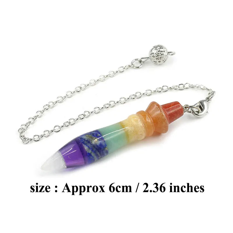 Pendule Thot Égyptien en Pierre Naturelle Sculptée – Obsidienne, Améthyste, 7 Chakras… 11 Pierres