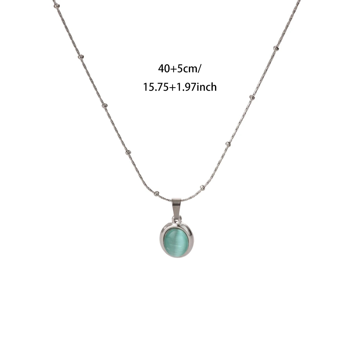 Collier Pendentif Ovale en Pierre – Acier Inoxydable Doré, Chaîne 45 cm, 13 Modèles