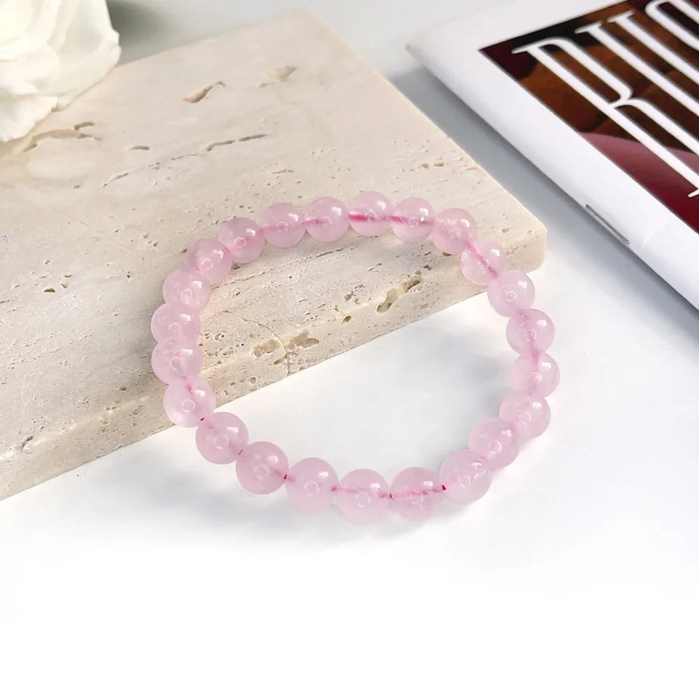 Bracelet Pierre Naturelle au Choix – Jaspe Zèbre Rose, Rhodonite, Lépidolite… Perles 6 ou 8 mm