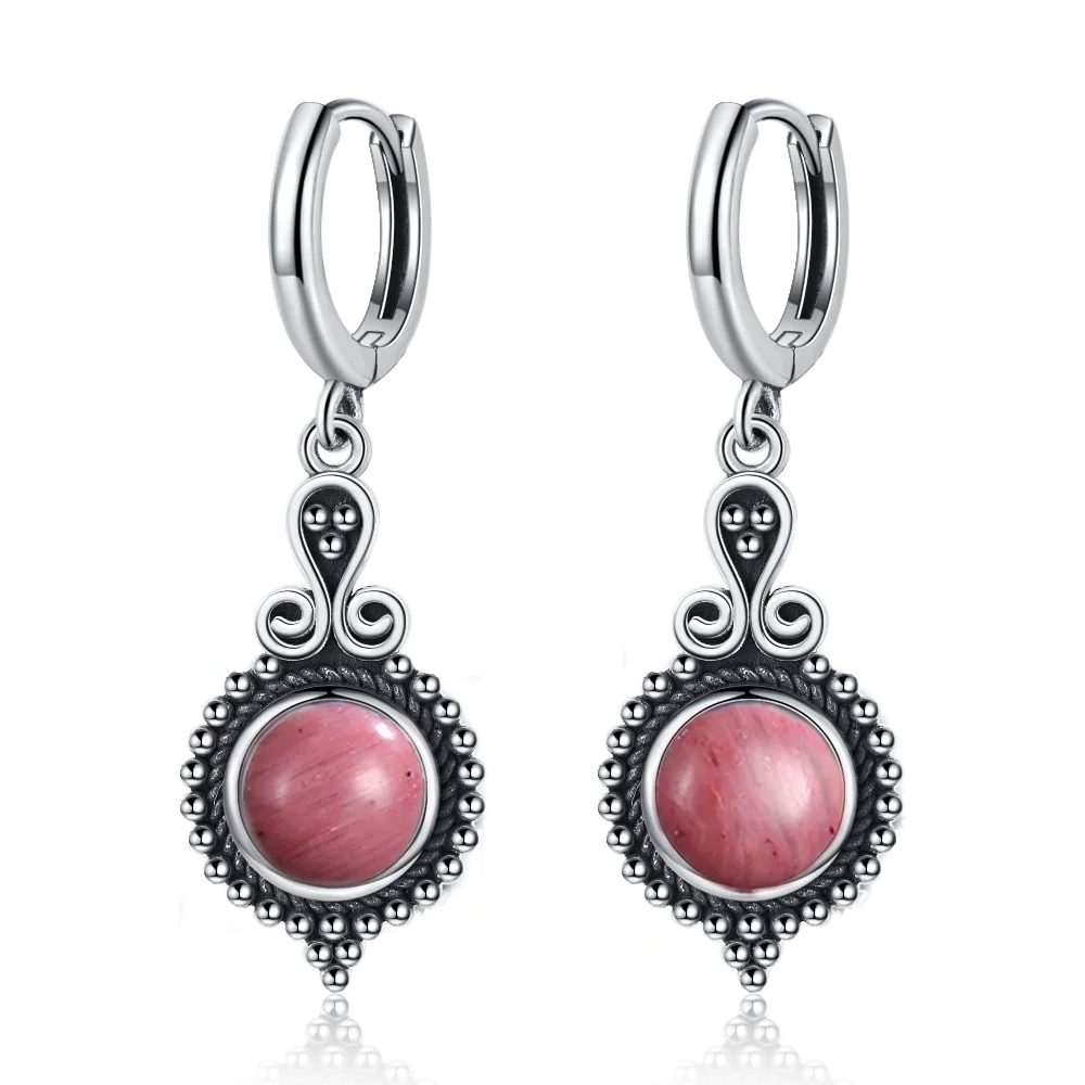 Boucles d'Oreilles Pendantes Vintage – Cyanite, Labradorite, Charoïte… Pierre Naturelle au Choix