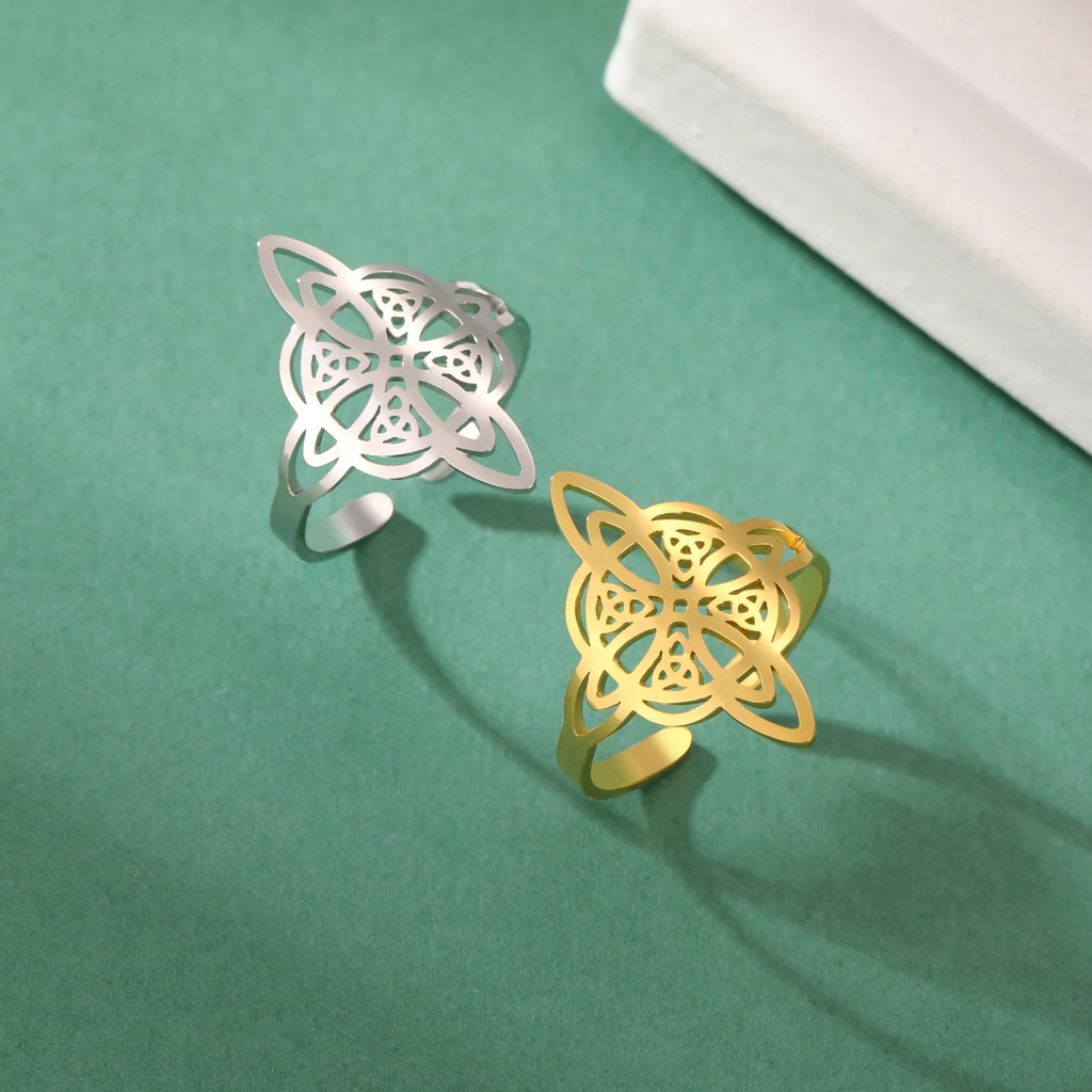 Bague Nœud Celtique Ajustable – Acier Inoxydable Doré ou Argenté, Femme et Homme