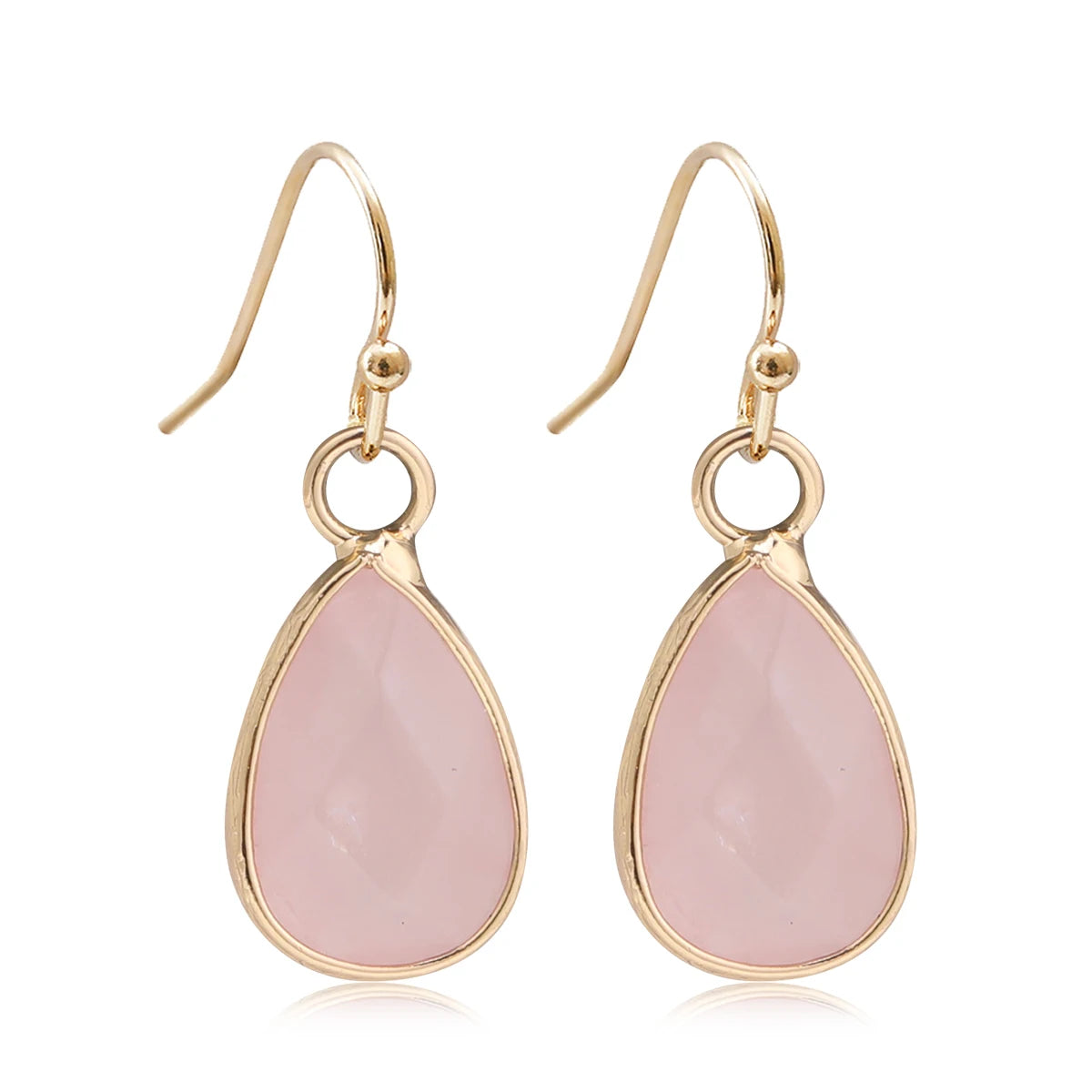 Boucles d'Oreilles Gouttes en Pierre Naturelle – Labradorite, Améthyste, Amazonite…, Doré ou Argenté