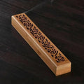 Boîte à Encens en Bambou Ajouré 23,5 cm – Brûleur d'Encens Couché avec Couvercle Sculpté, Récupère les Cendres, Décoration Zen, Idée Cadeau