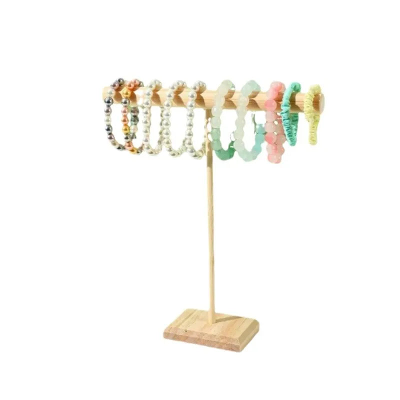 Présentoir à Bracelets en Bois Naturel – Support en T pour Bracelets, Colliers et Montres, Petit 16,8 cm ou Grand 27,2 cm, Décoration Zen