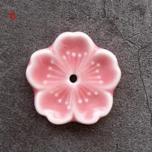 Porte-Encens Fleur de Cerisier en Céramique – Petit Support pour Bâtonnet, 13 Coloris