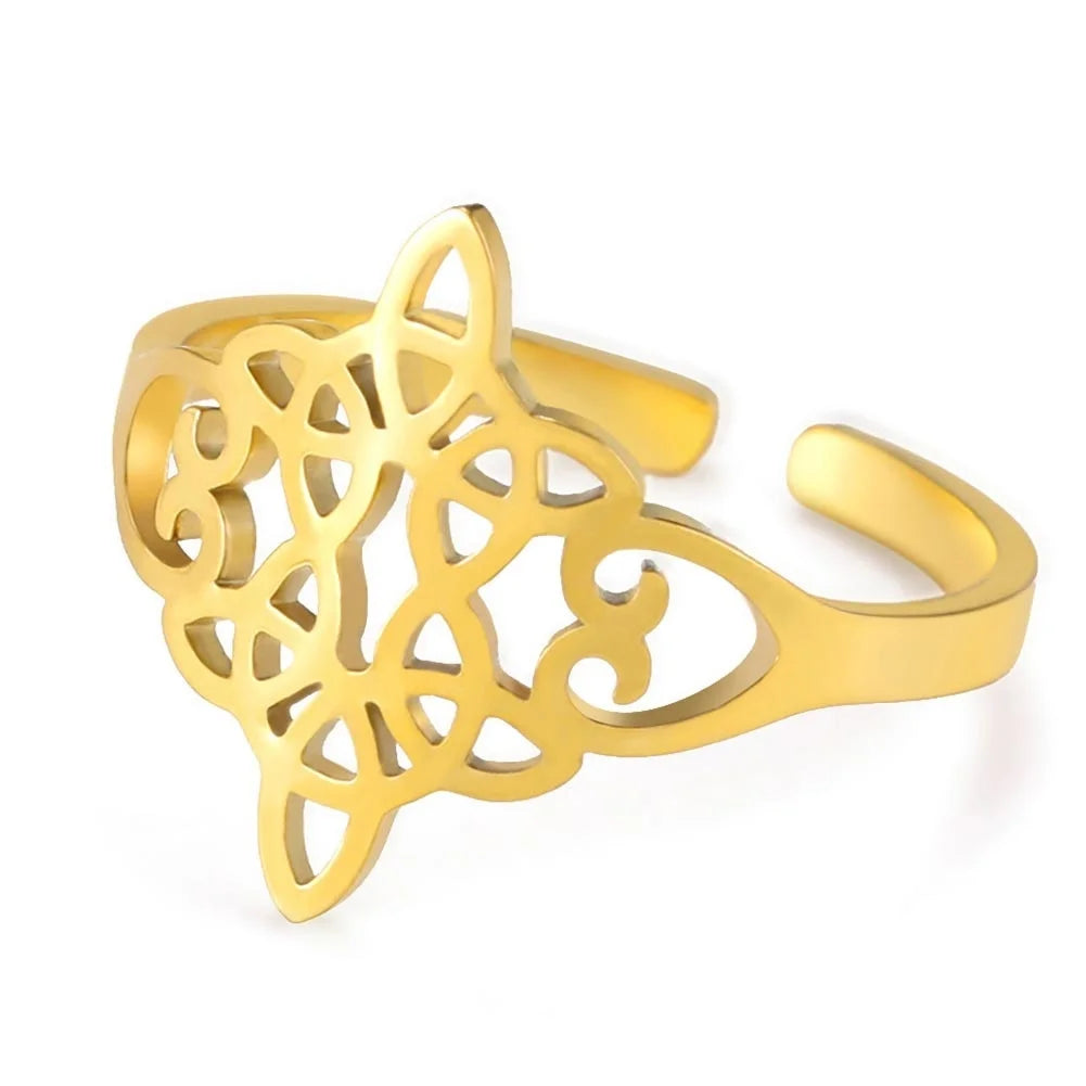 Bague Nœud Celtique Ajustable – Acier Inoxydable Doré ou Argenté, Femme et Homme
