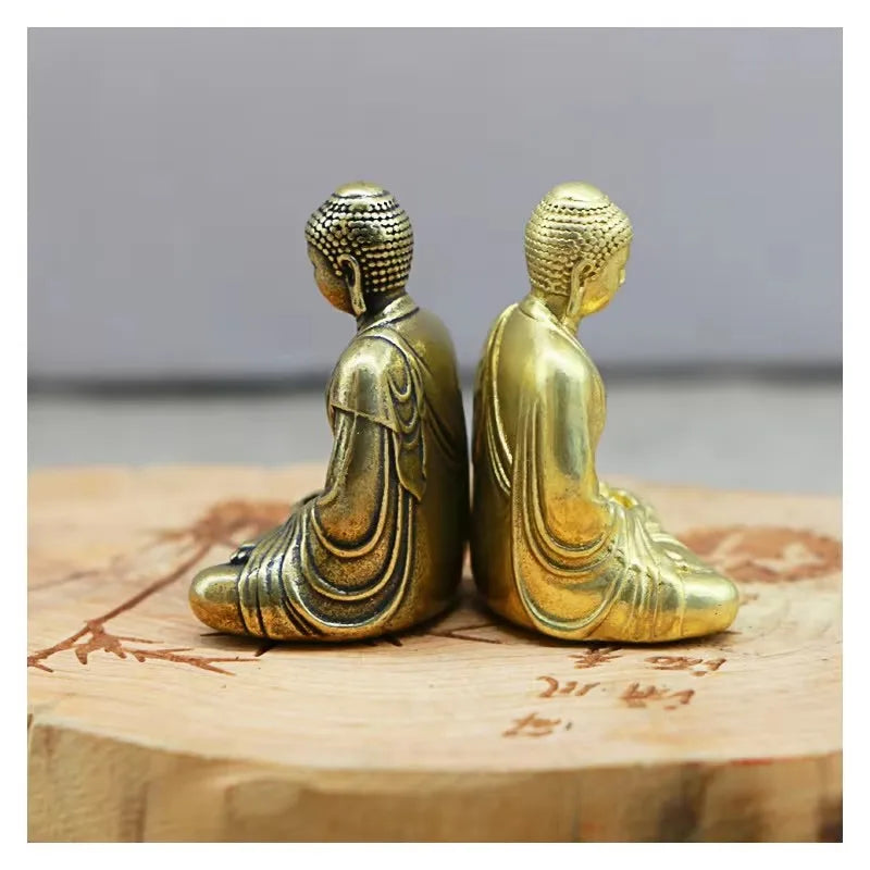 Mini Statue Bouddha en Laiton – Bouddha de Poche en Méditation 3,5 cm, Naturel ou Patiné