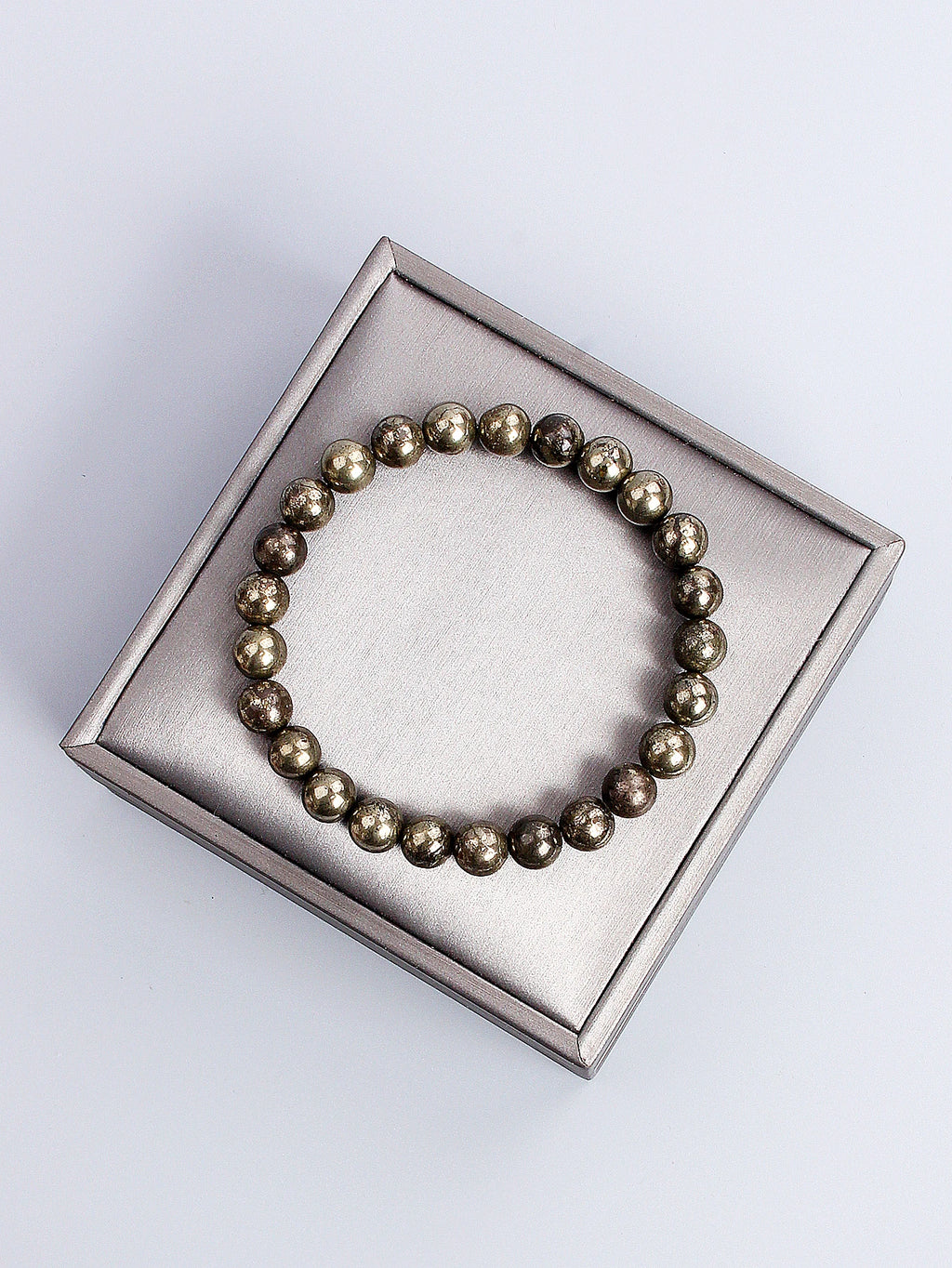 Bracelet Pyrite Naturelle – Perles Dorées Métallisées 6 ou 8 mm, 17 à 21 cm, Unisexe