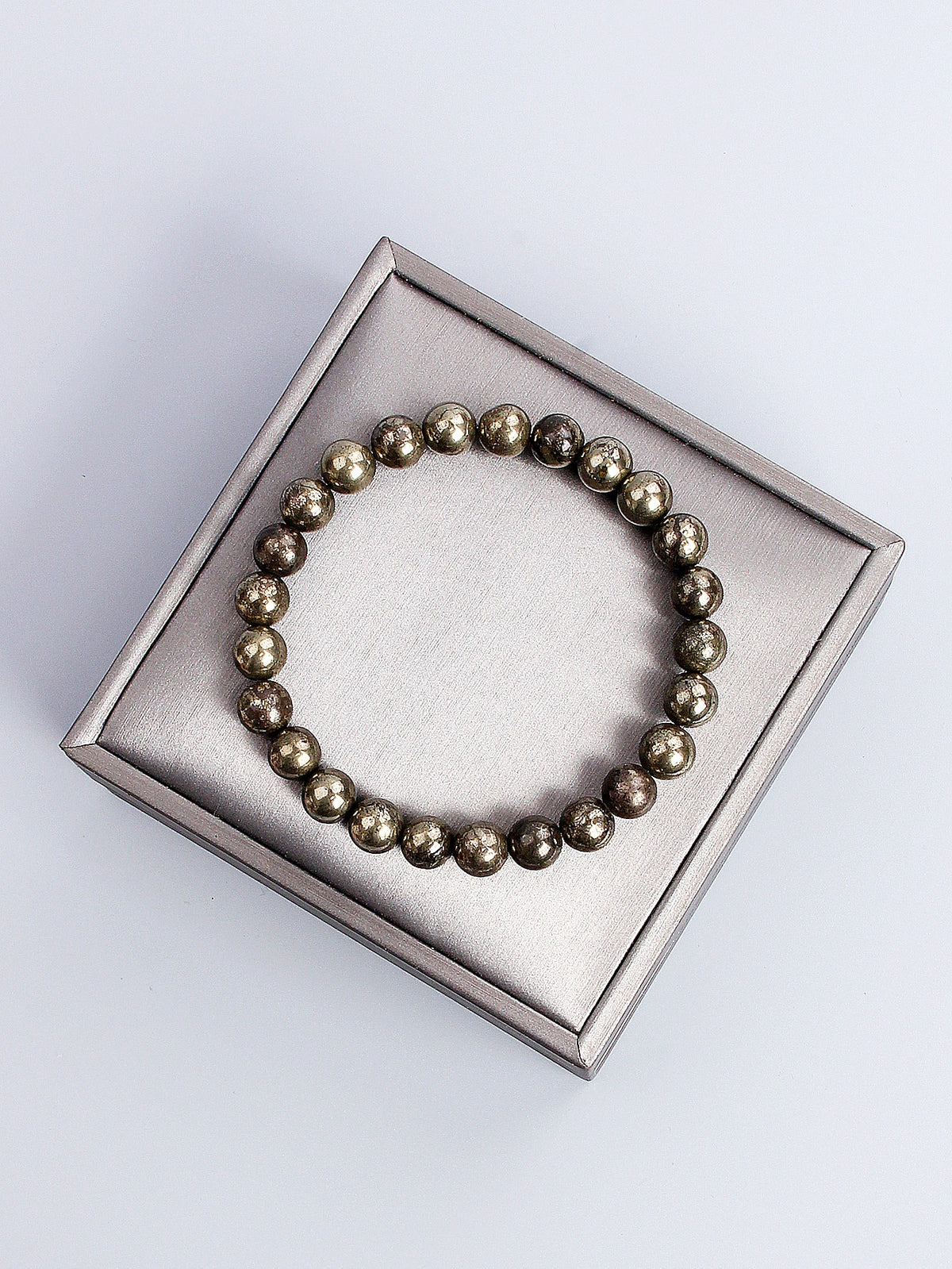 Bracelet Pyrite Naturelle – Perles Dorées Métallisées 6 ou 8 mm, 17 à 21 cm, Unisexe